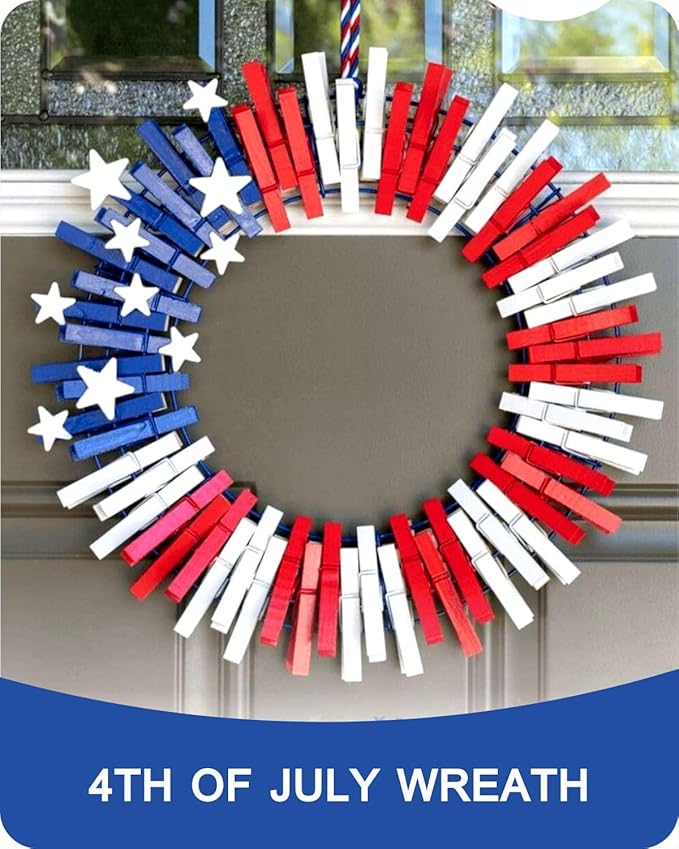 Blue Clothes Pins, Colored Wooden Clothespins for Baby Shower Game, Wreath, Crafts, Strong Grip Close Pins Birchwood Clips Clothespin Clothing Pegs for Hanging Clothing Photos, 2.83 Inch, Pack of 50