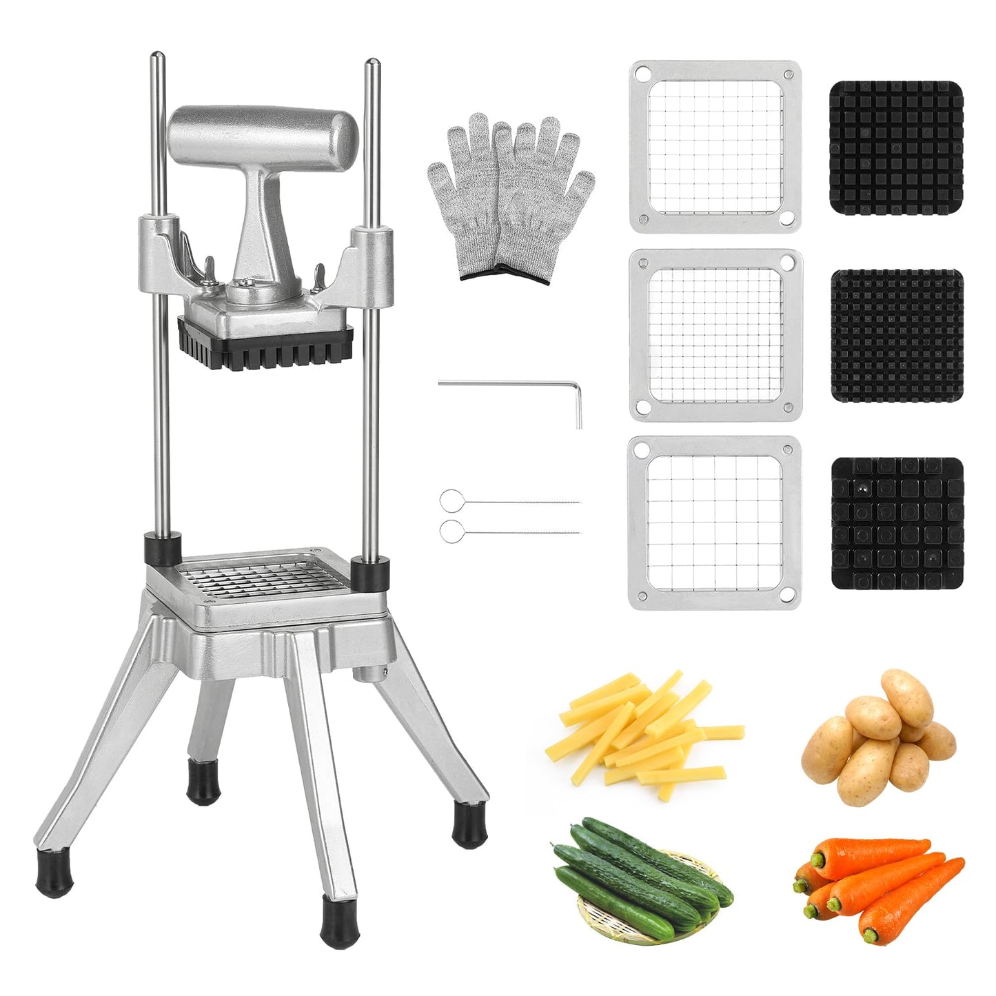 POWLAB 4-in-1 Commercial French Fry Cutter, 4-Blade Vegetable Chopper
