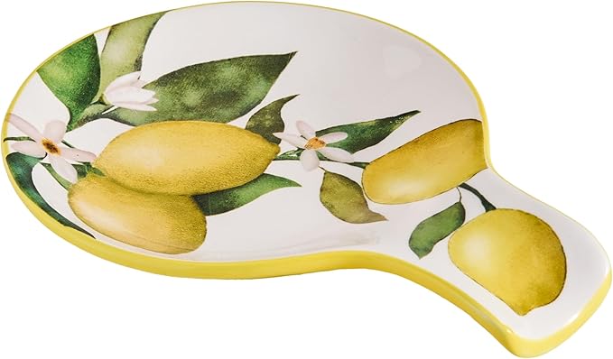 Bico Magnolia Floral Spoon Rest for Stove Top, Ceramic Spoon Holder for Kitchen Counter, Easy to Clean Coffee Spoon Rest Dishwasher Safe, Kitchen Cooking Utensil Rest for Ladles Spatula