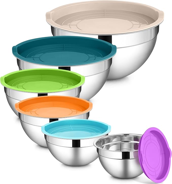 LIANYU Stainless Steel Mixing Bowls Set, Large 7, 3.5, 2.5, 2, 1.5, 1QT