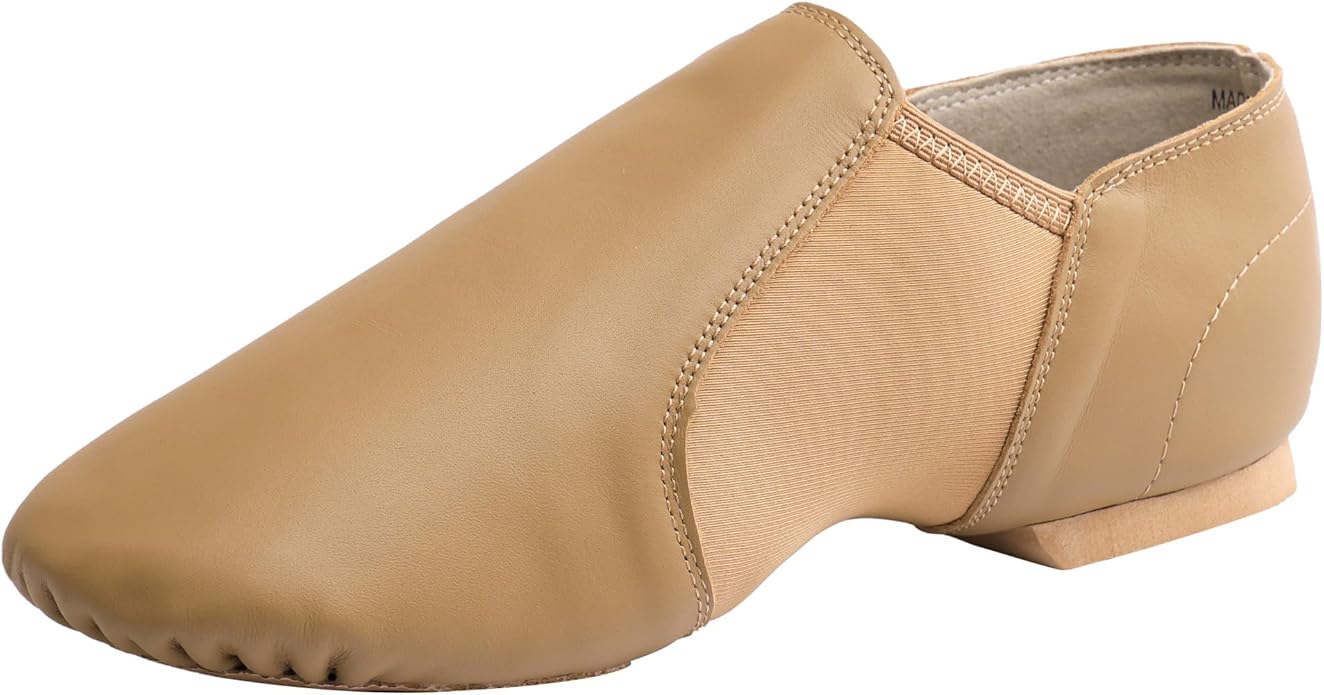 Linodes Leather Jazz Shoe Slip-on for Women Men Dance Shoes Black 14M