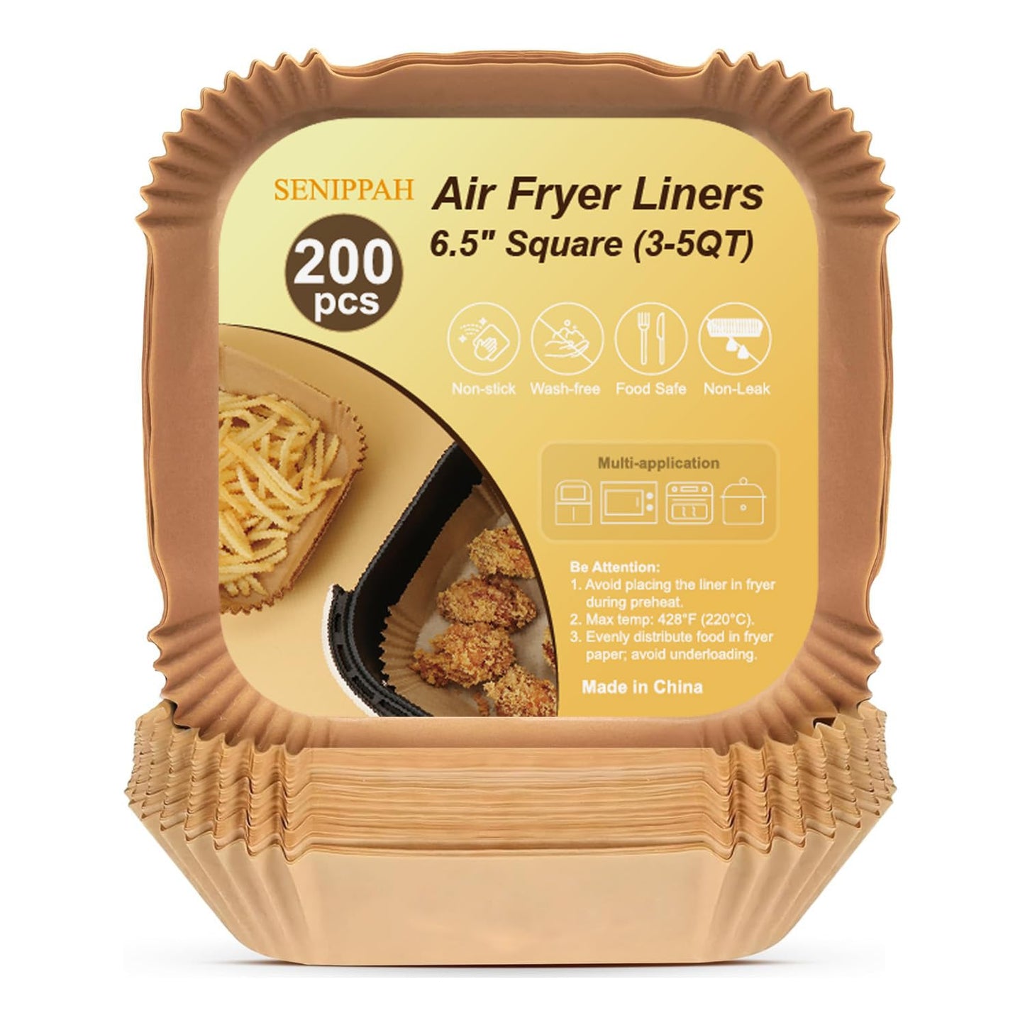 Disposable Parchment Paper for Air Fryer Liners 200 Sheets 8-Inches