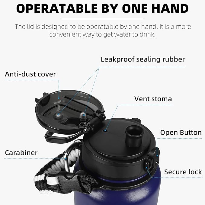 Fanhaw 40 Oz Insulated Stainless Steel Vacuum Water Bottle with Anti-Dust Pop-Open Lid - For Outdoor, Women, Men | Leak & Sweat Proof (Purple Green)