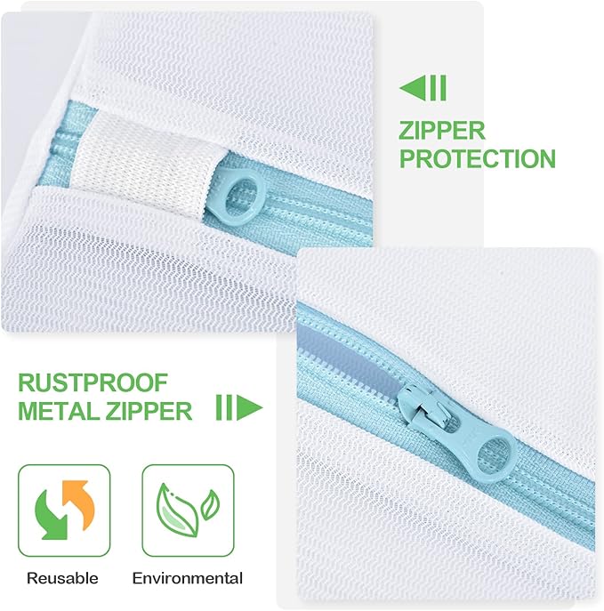 OTraki Large Mesh Washing Bag 43 x 35 in XL Laundry Bag Washer Machine Net Protector Large Washer Bag for Travel Camp College Student Dress Bedding Blanket Sheet Don't Drying, Melting 140-176℉ Blue