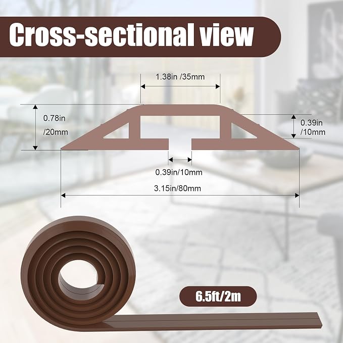 Eapele 6.5 ft Floor Cord Cover Heavy Duty Cable Protector, Cord Covers