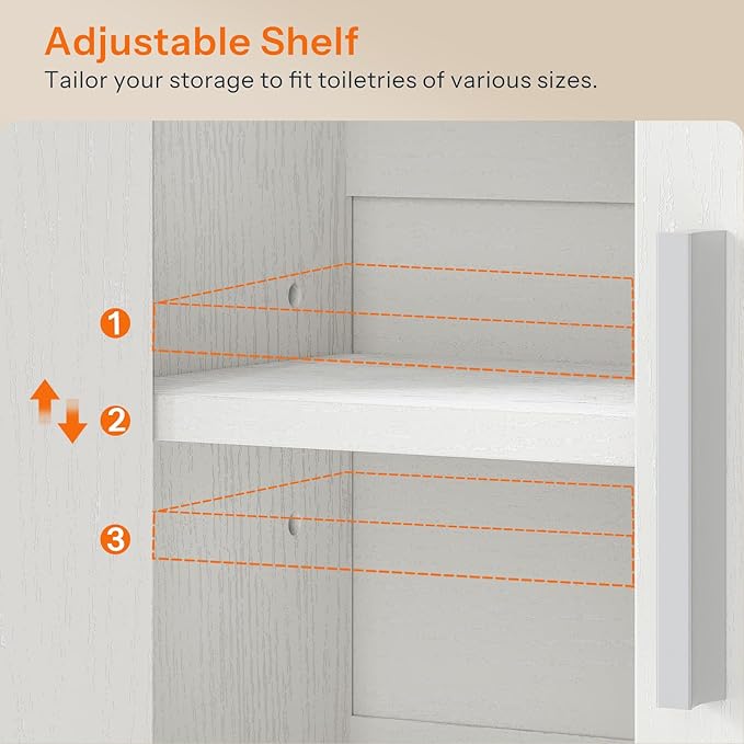 HOOBRO Bathroom Wall Cabinet, Medicine Cabinet, 15 x 7.1 x 16.1Inches, Adjustable Shelf, Over The Toilet Wall Storage Cabinet, for Bathroom, Bedroom, White
