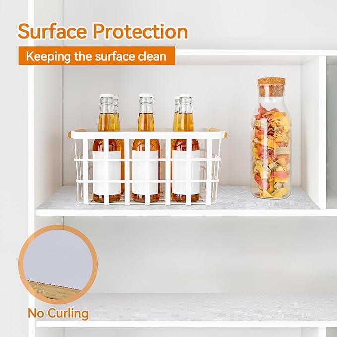 Shelf and Drawer Liner for Kitchen Cabinets Non-Adhesive, Strong Grip Non-Slip Thickened Cabinet Liners for Shelves, Waterproof Mats for Dresser Cupboard, White, 12 in x 20 Feet