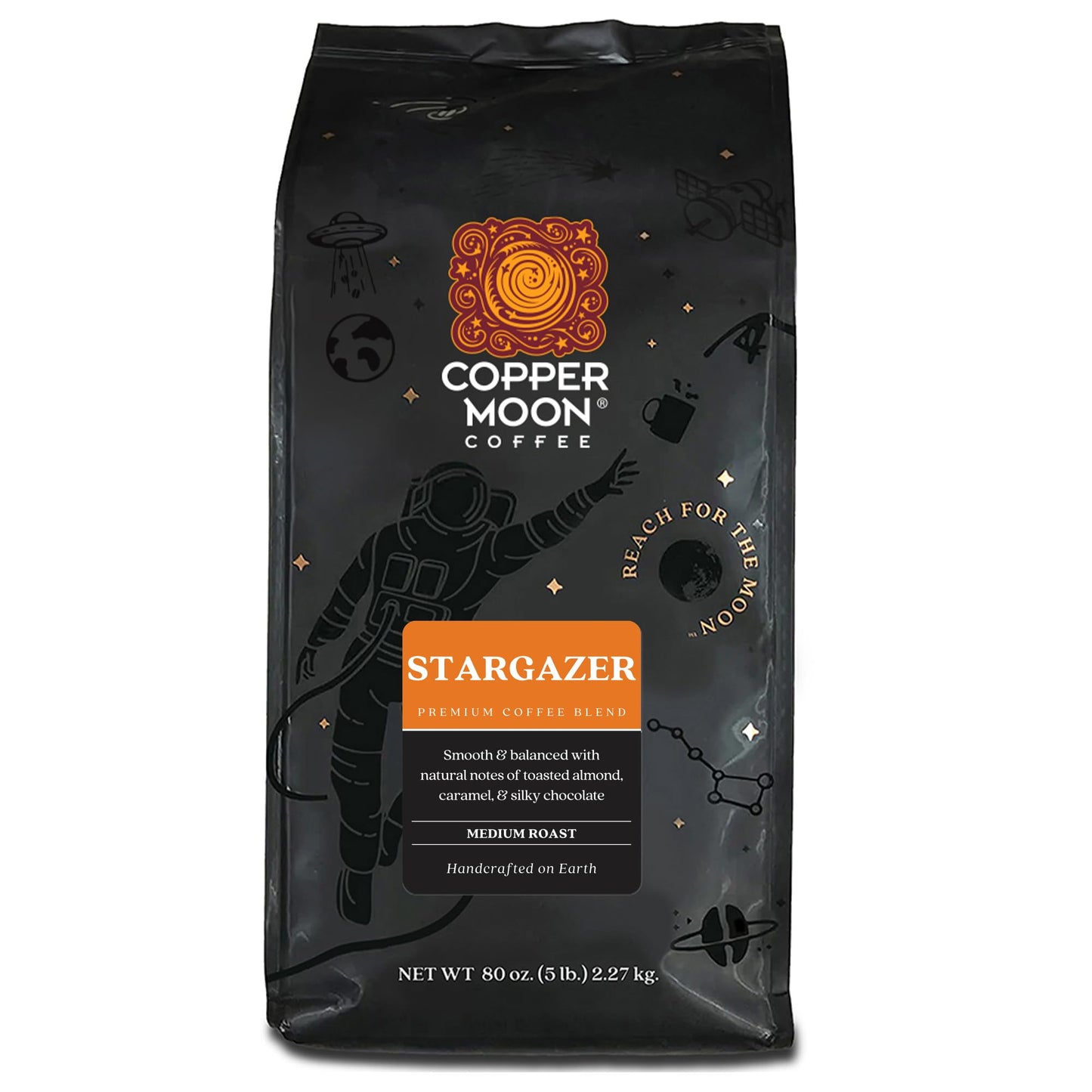Copper Moon Whole Bean Coffee, Medium Roast, Organic Eco Harvest, 2 lb