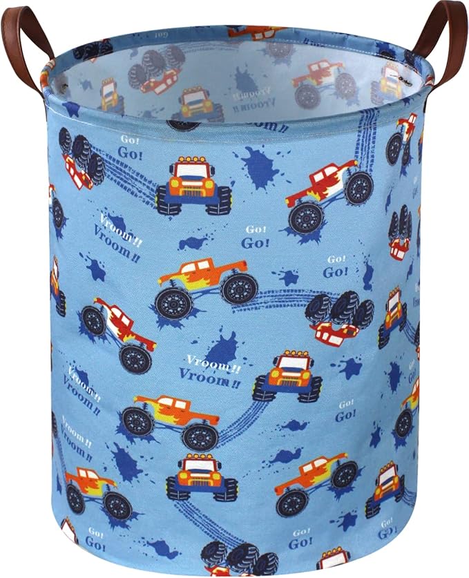 Kids Boys Hamper, Kids Laundry Basket Collapsible Monster Truck Storage Baskets for Boy Room Decor,Office,Toy Organizer,Gift Hamper(Monster trucks) …