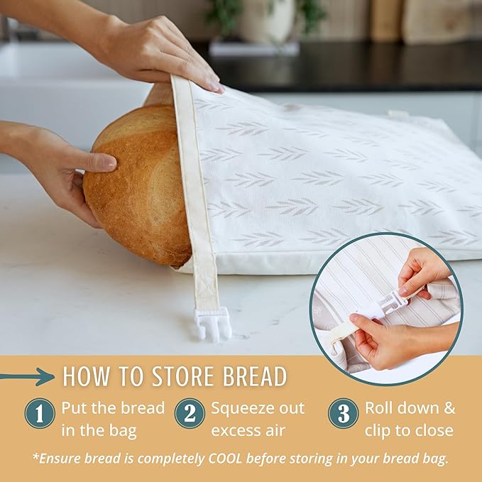 Nectar & Nest Reusable Beeswax Bread Bags for Homemade Bread & Sourdough – XL Eco-Friendly, Natural, Food-Safe Storage Bag to Keep Loaves Fresh Longer – Sustainable, Zero Waste
