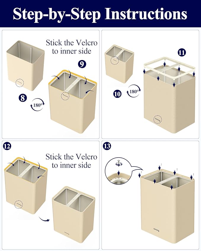 Kitsure Laundry Basket 95L – Large Laundry Hamper with Lid, 2-Compartment Divided Clothes Sorter with Removable Hamper Bags, Beige Organizer for Laundry Room, Bathroom & Bedroom, 22.2" x 16" x 27.4"