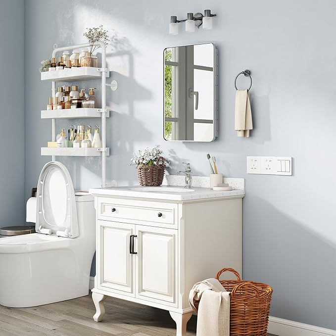 28x20 Inch Matte Silver Medicine Cabinet with Mirror for Bathroom, Aluminum Medicine Cabinet with Frosted Finish, Recessed or Wall Mount Medicine Chest, Modern Sleek Design, Fully Assembled