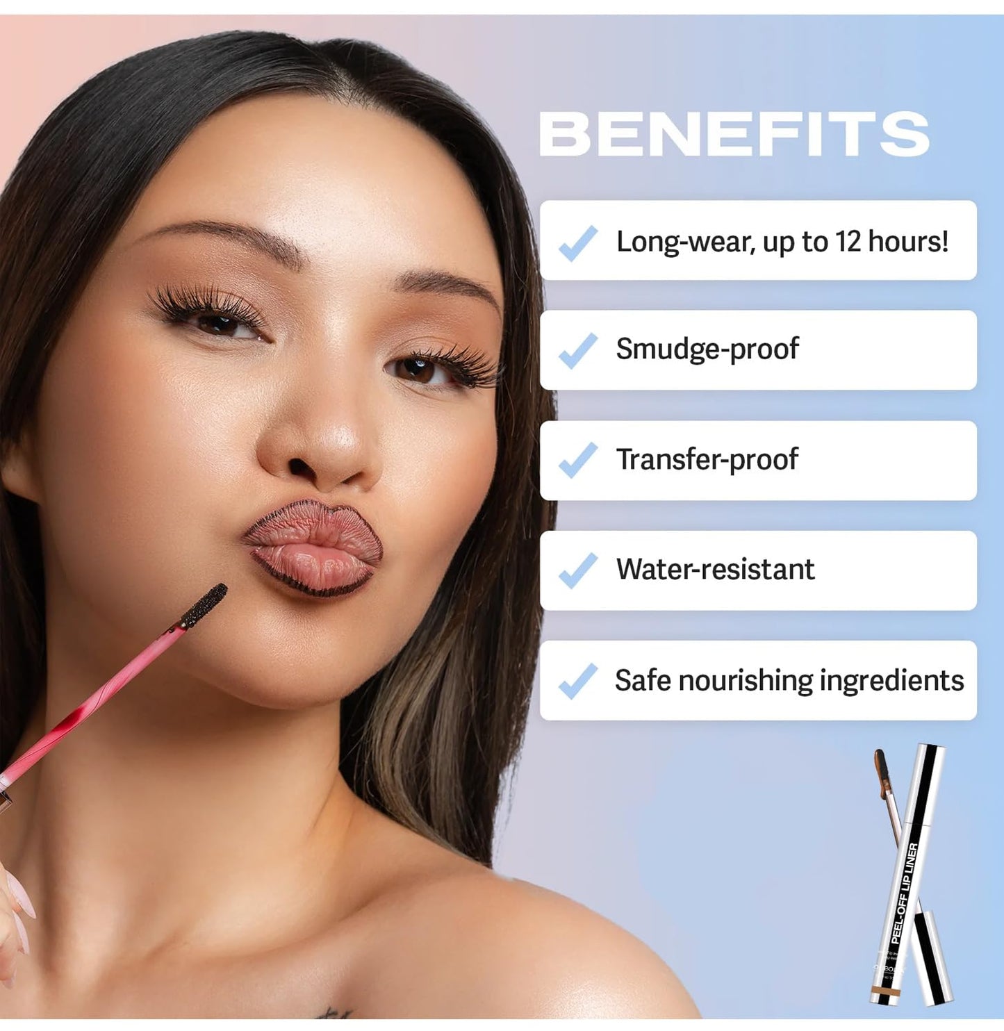 Longwear Peel-off Lip Stain Marker Peel Off with Vitamin E - Smudge-Resistant Lip Liner & Base for All Skin Types (05#)