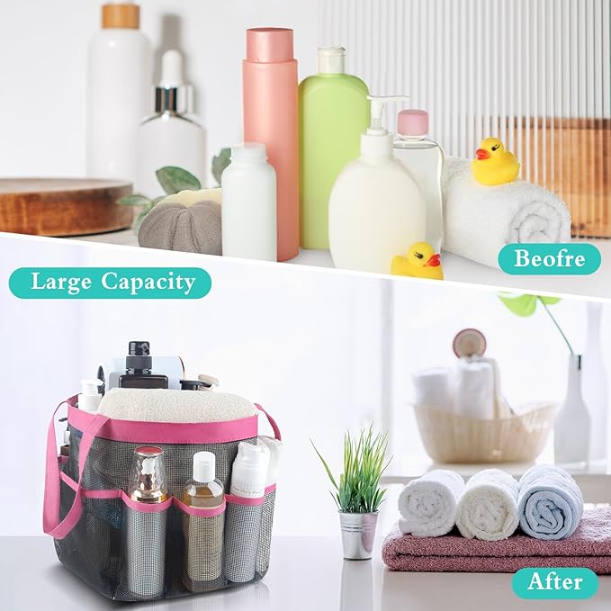 Attmu Mesh Shower Caddy Portable, Quick Dry Hanging Shower Tote Bag for College Dorm Room Essentials, Large Capacity Shower Caddy Dorm for Bathroom Gym Swimming