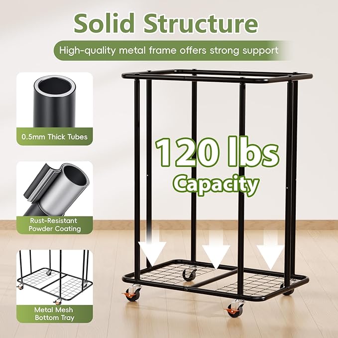 220L Laundry Hamper with Lid, Rolling Laundry Basket with Wheels, Large & Tall Dirty Clothes Hamper with Metal Frame and Removable Bag for Bedroom Aesthetic, Laundry Room, Bathroom, Dorm