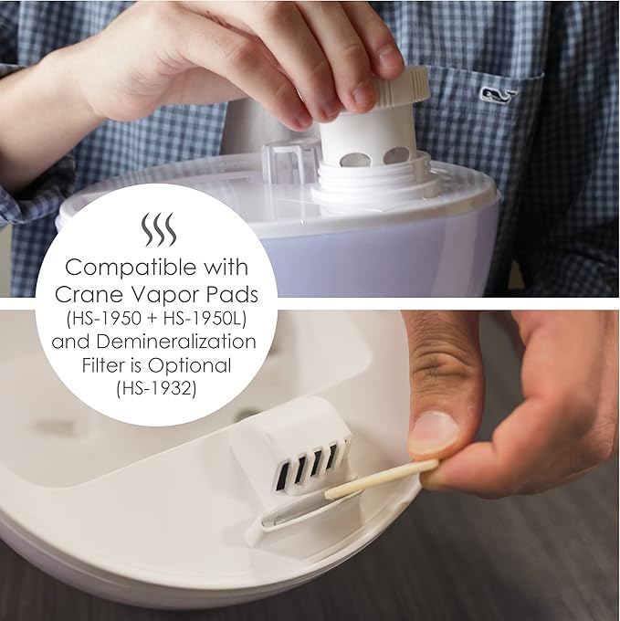 Crane Teardrop Ultrasonic Cool Mist Humidifier for Baby Nursery, 0.5 Gallon, Adjustable Settings, Essential Oil Diffuser White