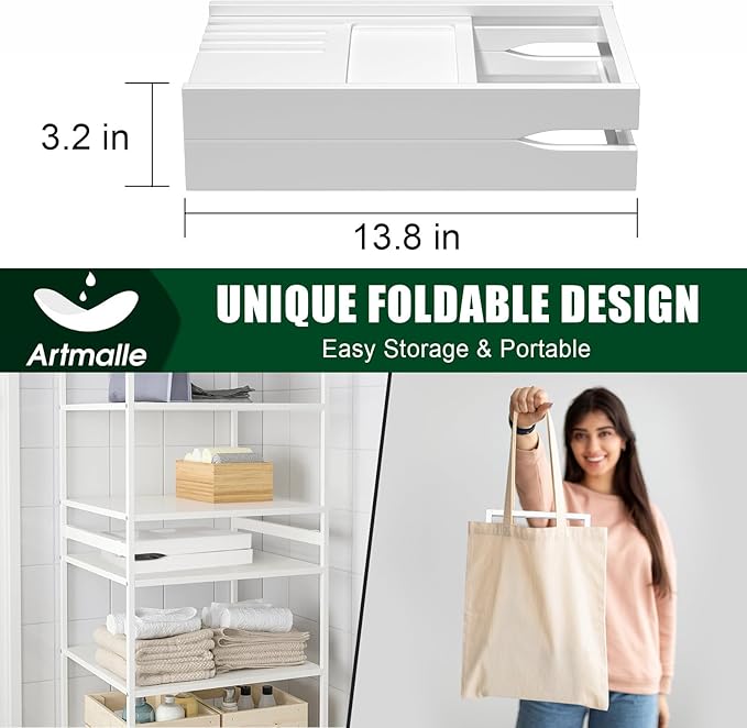 Artmalle Bathtub Tray for Tub, Expandable Bamboo Bath Caddy Tray with Book Holder for Home Spa Relaxing, Foldable Minimalist Bathroom Accessories for Women Men (Simple, White)