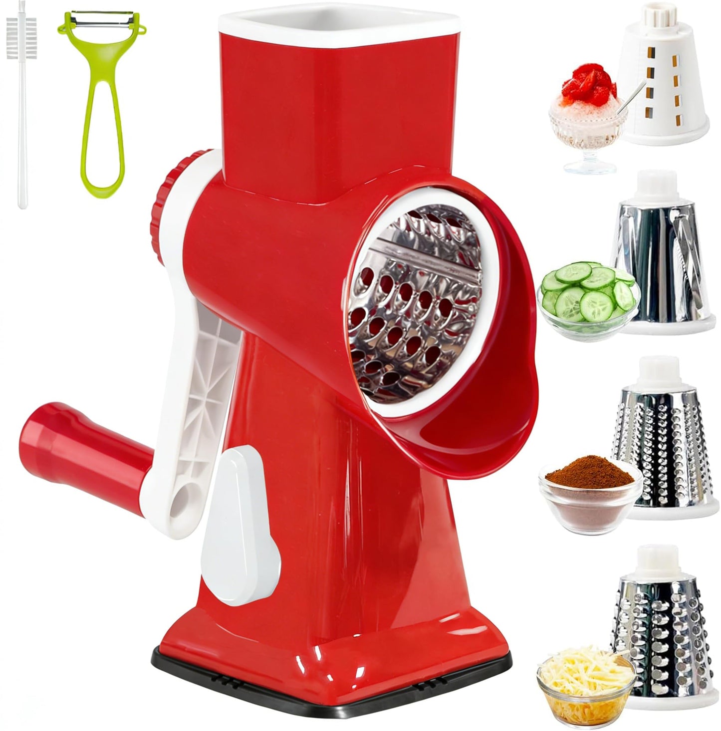 KalraMay Rotary Cheese Grater with Handle, Multifunctional Cheese Shredder