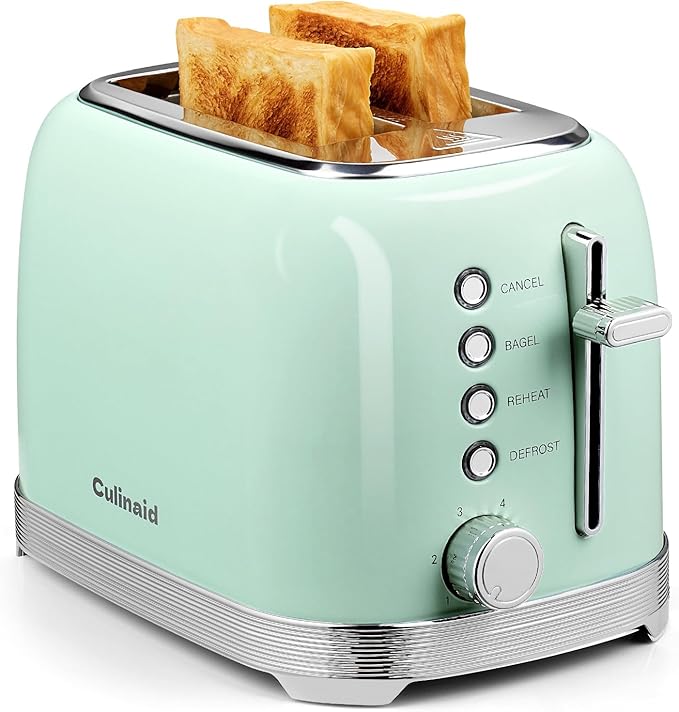 Culinaid Toaster 2 Slice Retro Stainless Steel, Blue