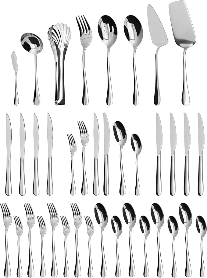 Serving Utensil Set,10 piece Serving Utensil with Serving Spoons，Serving Forks，Serving Tongs Soup Ladle and Pie Server Buffet Catering Serving Utensils,Dishwasher Safe (5.5-11.2Inch-Serving Set-10pcs)