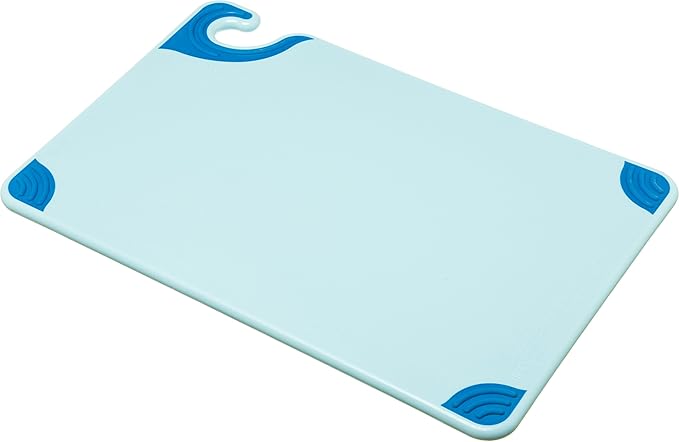 San Jamar Saf-T-Grip Plastic Cutting Board with Safety Hook, 12" x 18" x 0.5", Green