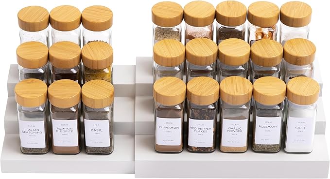 KitchenEdge 3-Tier Expandable Spice Rack Organizer, Bamboo