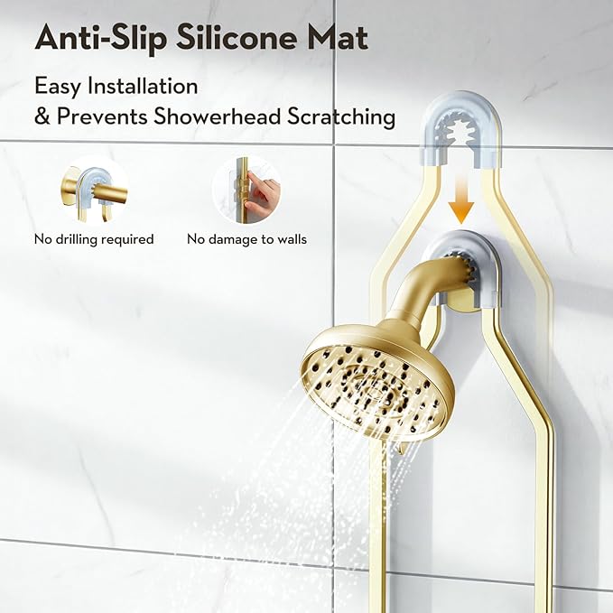 Shower Caddy Hanging, Shower Organizer Hanging, Aluminum Shower Racks for Inside Shower with Hooks for Razor, Never Rust Bathroom Organizers and Storage with Soap Holder, Gold