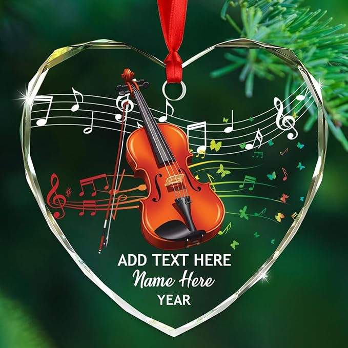 Personalized Drum Musical Instrument Glass Ornament, Customized Year Text Name Christmas Ornaments Gift for Drummer Husband Wife Dad Mom Kids, Unique Drum Set Glass Christmas Ornament for Birthday