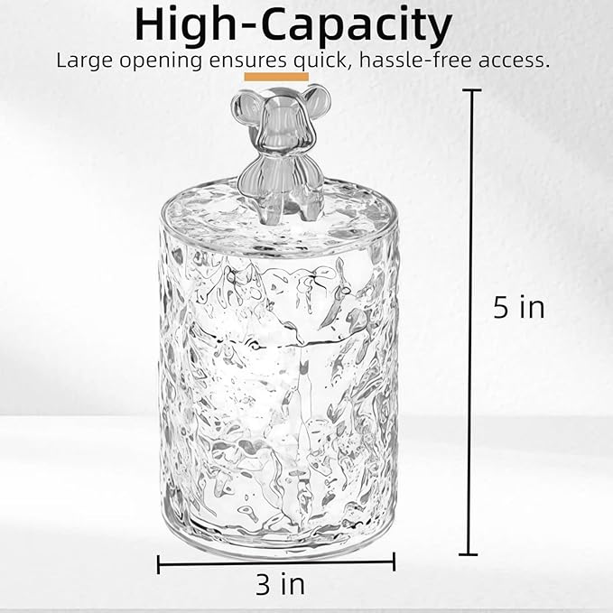 Acrylic Cotton Ball Holder Q-tip Holder Bathroom Swab Dispenser (Round pack)
