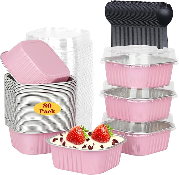 LNYZQUS 5oz Mini Cake Pans with Lids, Individual Brownie Tins 120 Pack