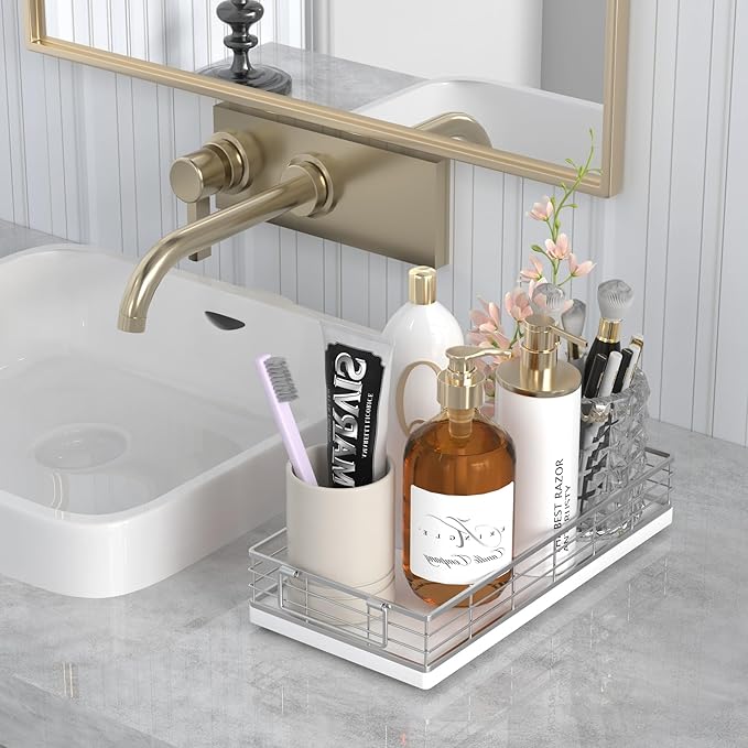 Toilet Paper Basket, 2PCS 13 Inch Bathroom Tank Tray Top of Toilet Storage Toiletries Organizer for Bathroom, Living Room and Kitchen