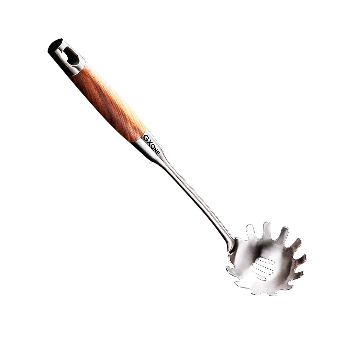 Spaghetti Spoon,304 Stainless Steel Pasta Spoon,Wooden Handle,14.2Inch