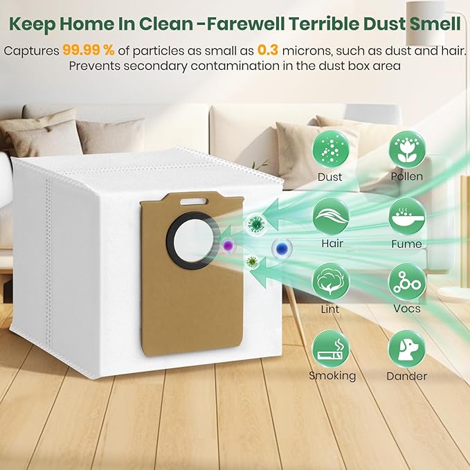 Bluevisk 14 Pack MS1 MAX Dust Bags Compatible with MONSGA MS1 MAX Robot Vacuum Bags 3L Large Capacity Heavy Duty Bags for Home Vacuum