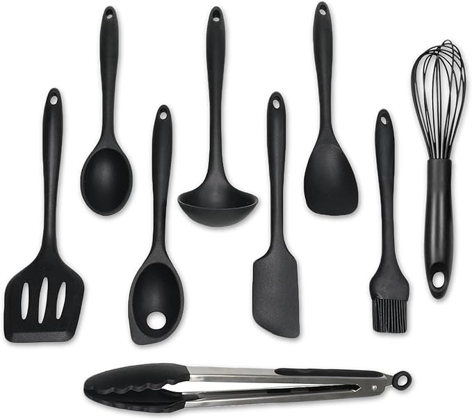 Chef Craft Premium Silicone Kitchen Tool and Utensil Set, 9 Piece, Red