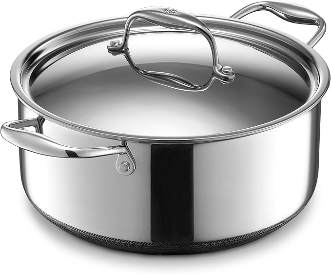 HexClad 6.5QT Hybrid Nonstick Braiser Dutch Oven with Lid, Induction Ready