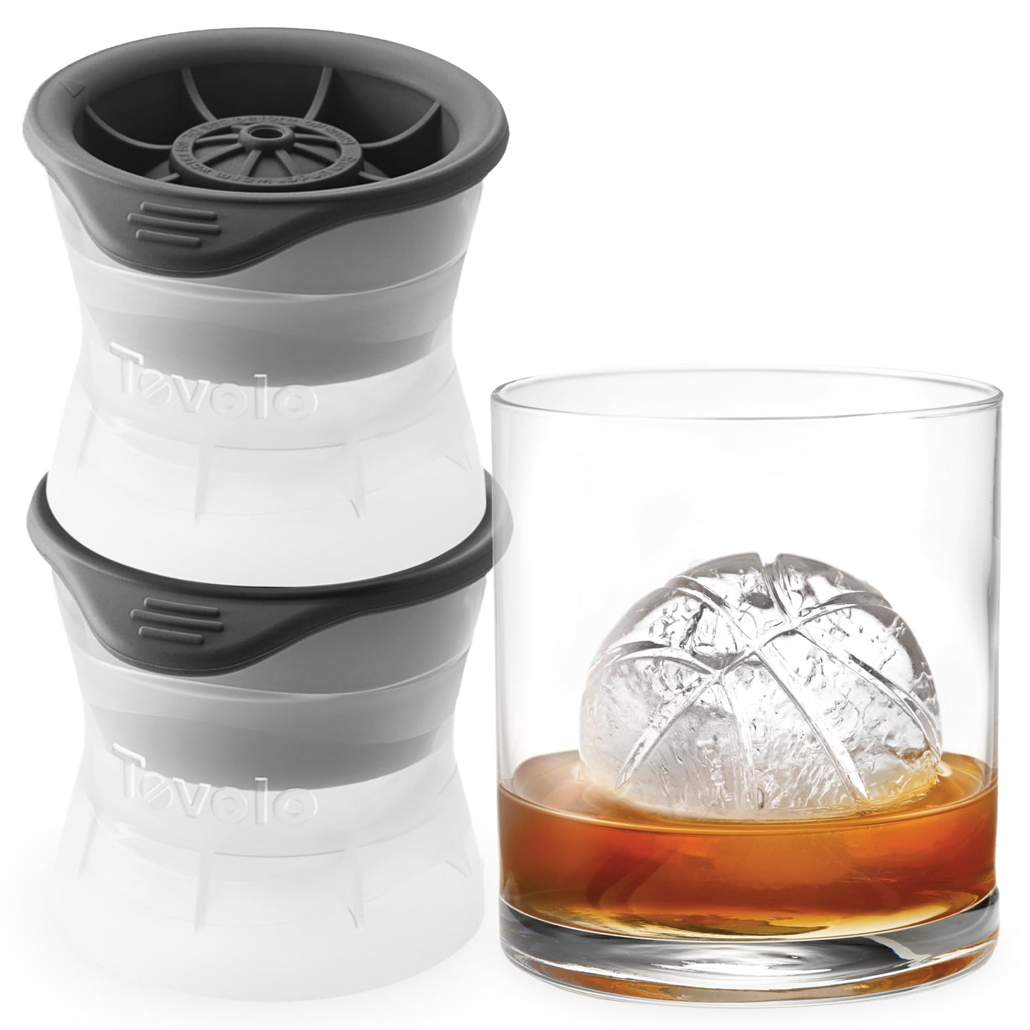Tovolo Baseball Ice Molds Pack of 2 Large Craft Ice Mold Spheres for Whiskey Bourbon Cocktails, Dishwasher Safe BPA Free Silicone Baseball Ice Sphere Fun Gifts for Baseball Fans Coaches Fathers Dads