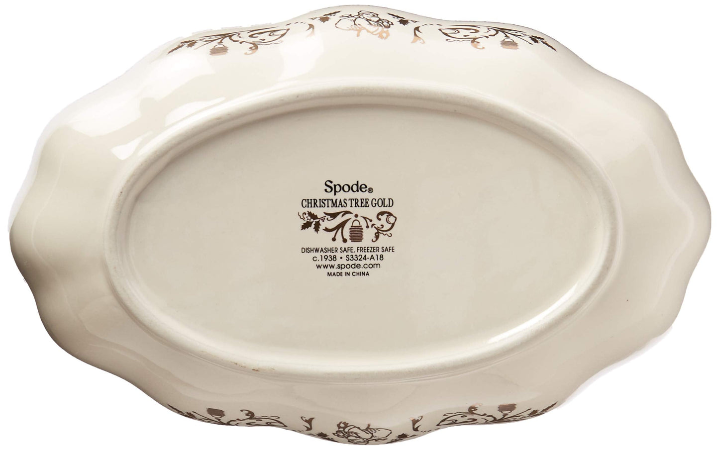 Spode Christmas Tree Gold Cranberry Dish & Server - Set of 2