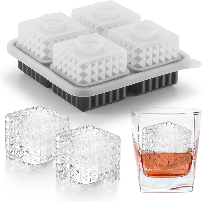 Nax Caki 3D Golf Ice Cube Tray, Large Golf Silicone Fun Shapes Whiskey Ice Mold with Funnel for Cocktails, Bourbon,Brandy, Whiskey Gifts for Men Black