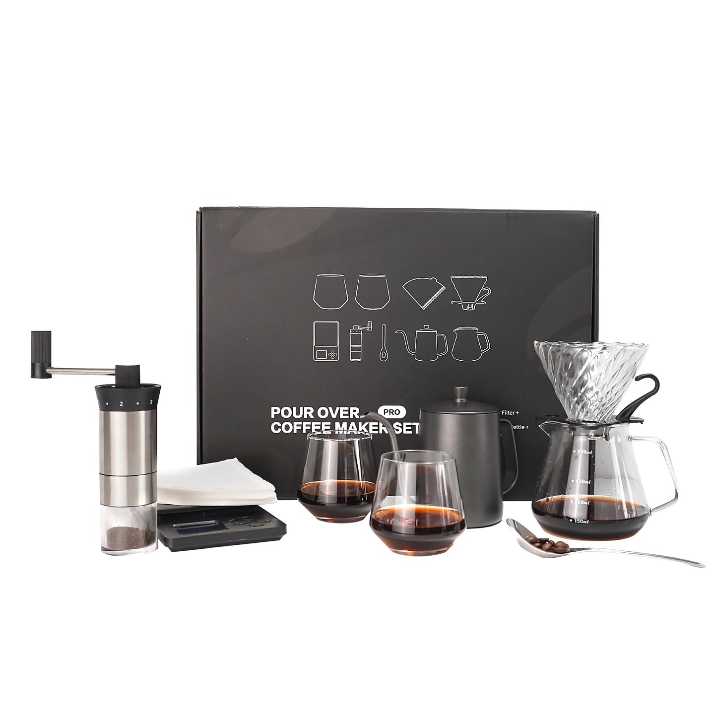 Pour Over Coffee Maker Set, Coffee Pour Over Dripper Kit with Kettle