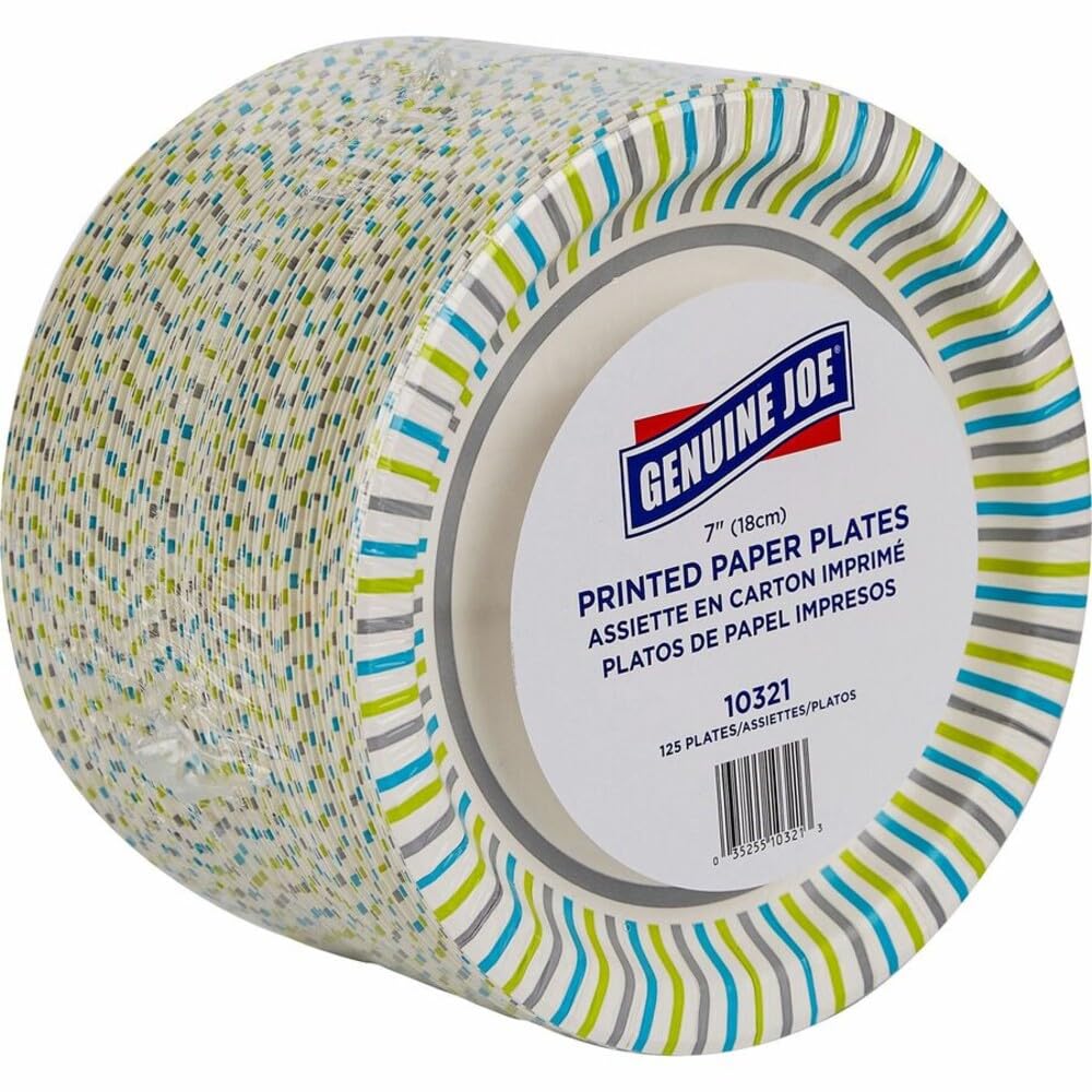 Genuine Joe Printed Paper Plates, 10" (Pack of 125)
