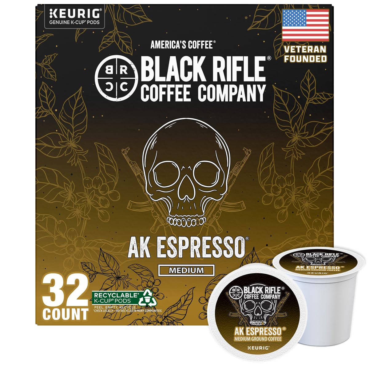 Black Rifle Coffee Medium Roast K Cup Coffee AK Espresso 50 Count
