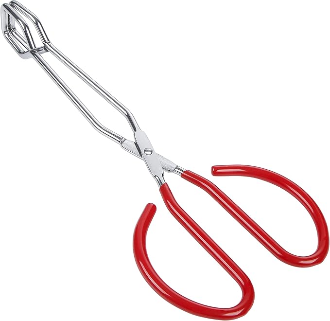 MSY BIGSUNNY Stainless Steel Scissor Tongs Heavy Duty Cooking Tongs with Soft Handles (2, red 11" + 11")