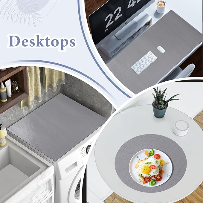 Drawer and Shelf Liner for Kitchen Cabinet: 17 in X 20 Ft Non Slip Waterproof Shelf Paper Non Adhesive Refrigerator Liners Gray Easy Liners for Bathroom Cupboard with Knife Tape Measure