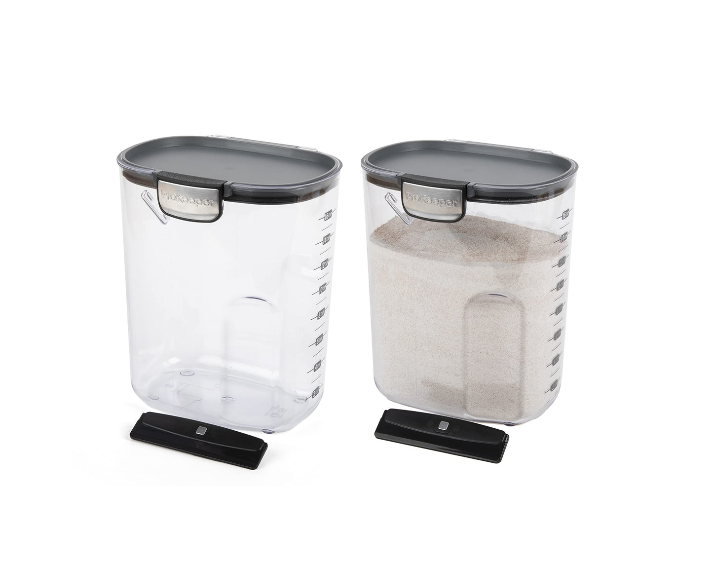 Progressive International ProKeeper+ Clear Plastic Airtight Food Baker's Kitchen Storage Organization Container Canister Set with Magnetic Accessories, 2- Piece Set (Cereal 4.5-Quart)