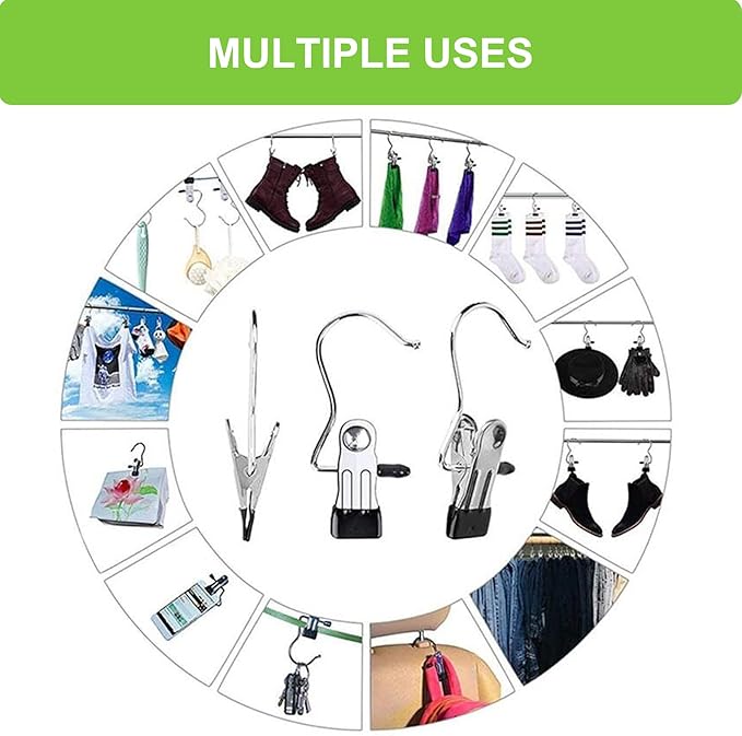 Laundry Hooks Hanging Clips Clothes Pins Closet Hanger Organizer Clamps Socks Towel Clips Heavy Duty Clothespins Bulk Hanger Clips for Closet Travel Pants Socks Handbags, 40 Pack
