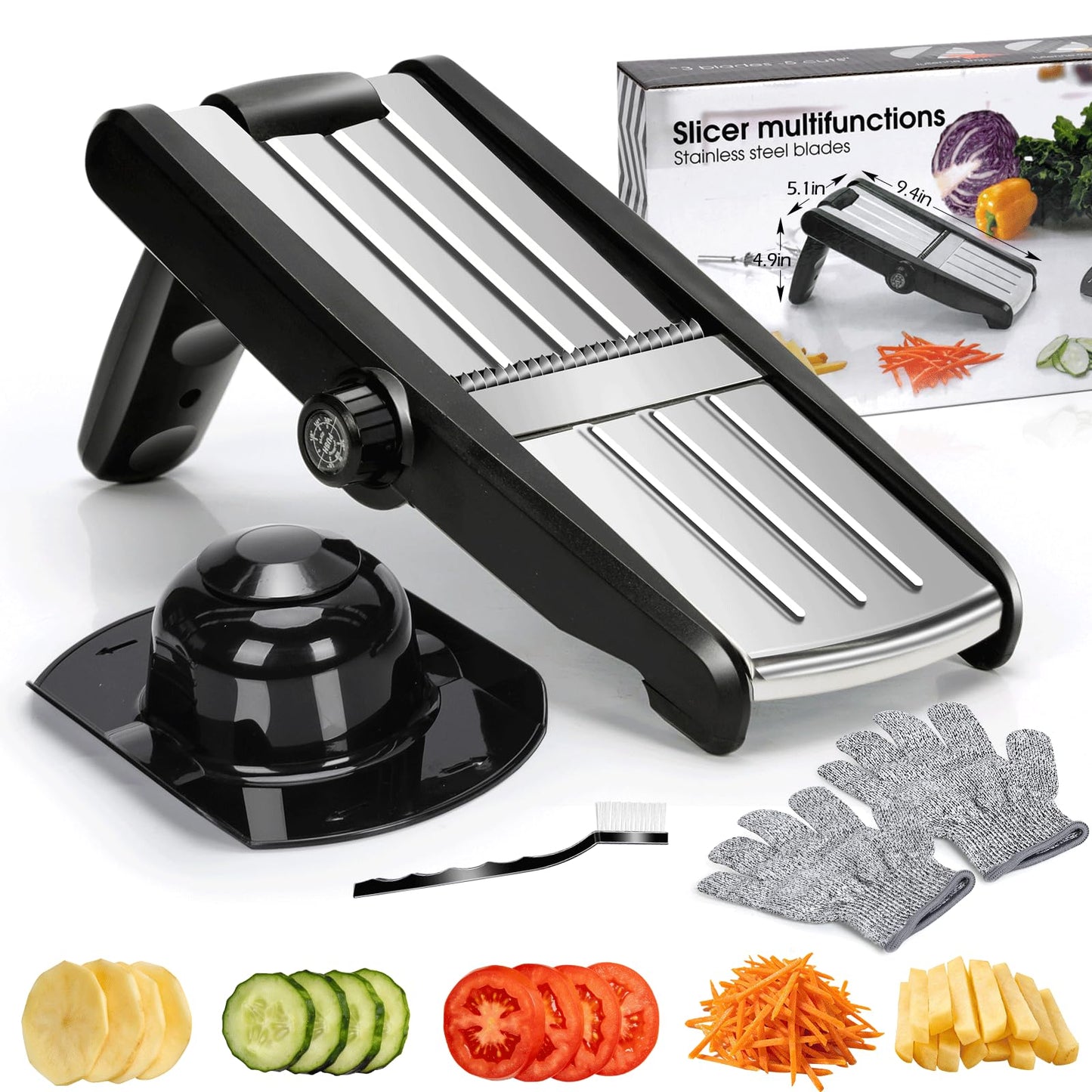 MASTERTOP Mandoline Slicer, 5 in 1 Mandoline Food Slicer, Dishwasher Safe