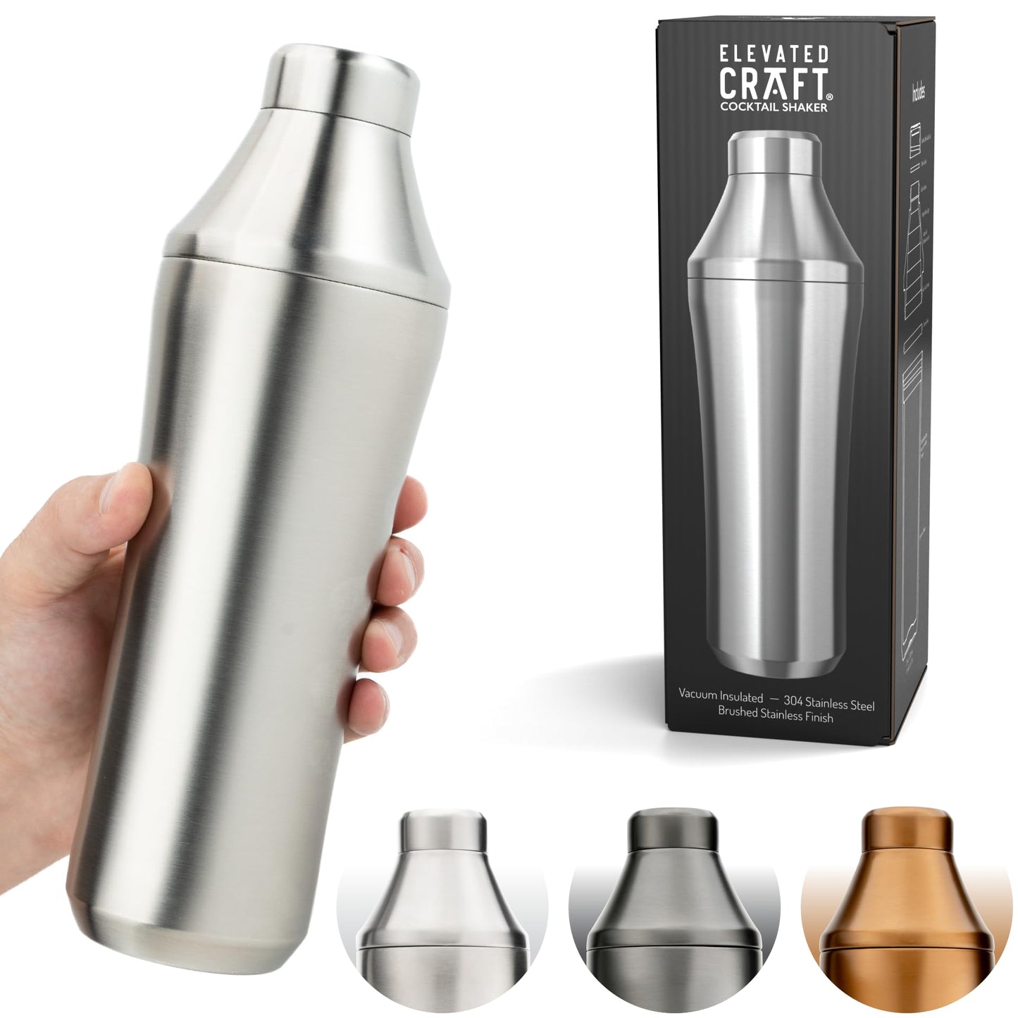 Hybrid Cocktail Shaker, Vacuum Insulated Stainless Steel, Copper, 28 oz