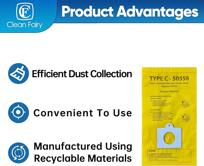 20PK Type C/Q Vacuum Paper Bags Replace Kenmore 5055 50557