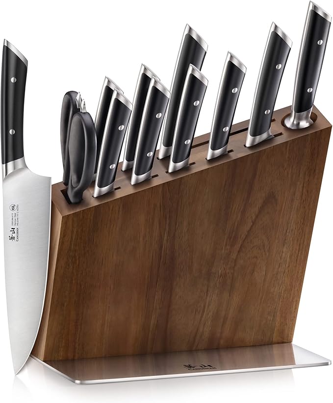 Cangshan HELENA Series German Steel Forged, HUA Knife Block Set (4-Piece, Black)