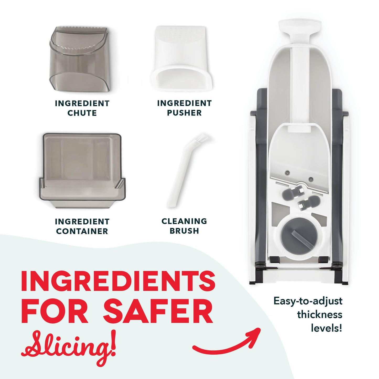 Dash Safe Slice® Mandoline - Compact, Foldable Food Slicer - Slice, Dice, Julienne & More - Perfect for Quick Food Prep - Recipe Guide Included - Cool Grey